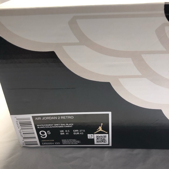 Air Jordan 2 Retro White cement Grey Sail Black Men’s Size 9.5 Women’s 11 New - Picture 13 of 15